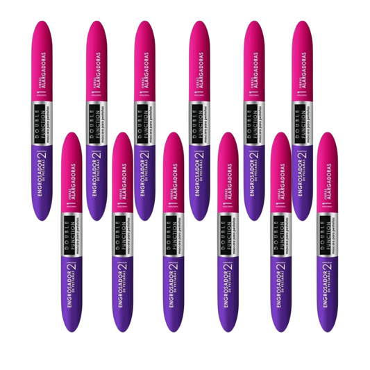 Lote 12 Pzas Rímel Para Pestañas Duo Bella Doble Función Rosa/Morado